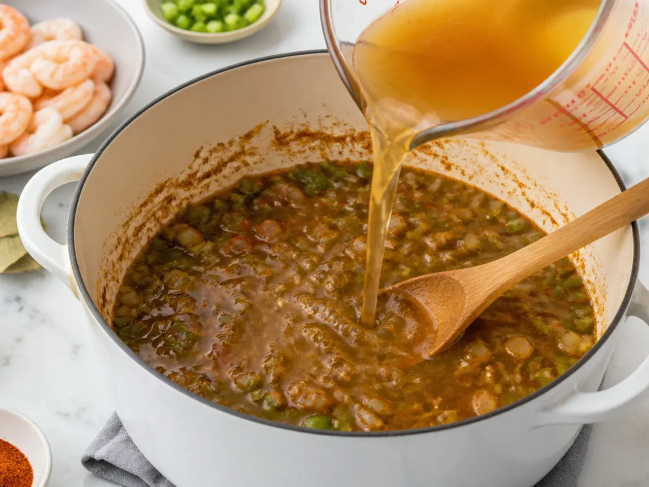 shrimp gumbo recipe — step 4: build the broth
