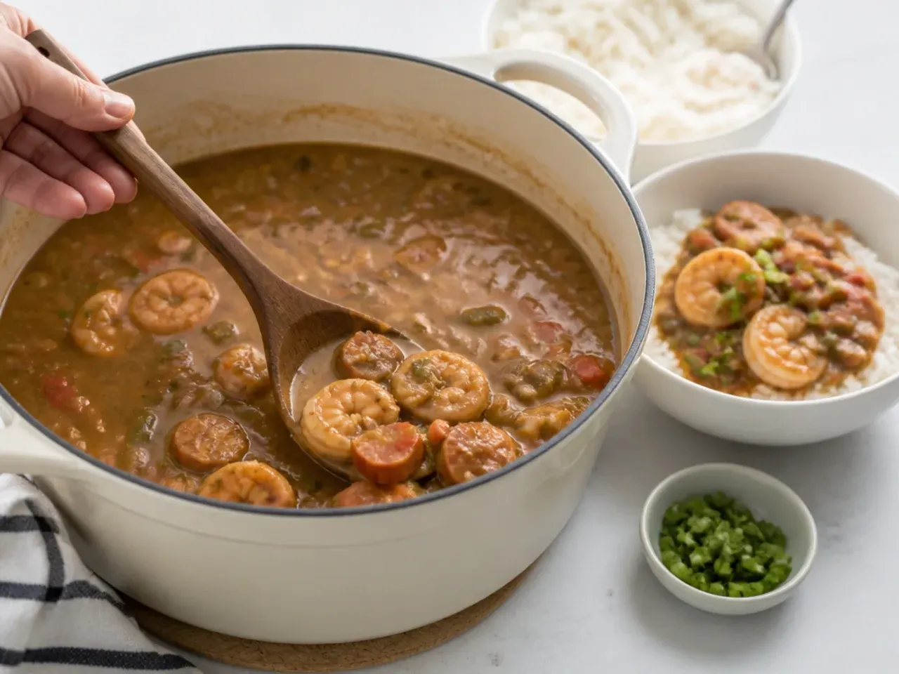 shrimp gumbo recipe — step 7: thicken and serve
