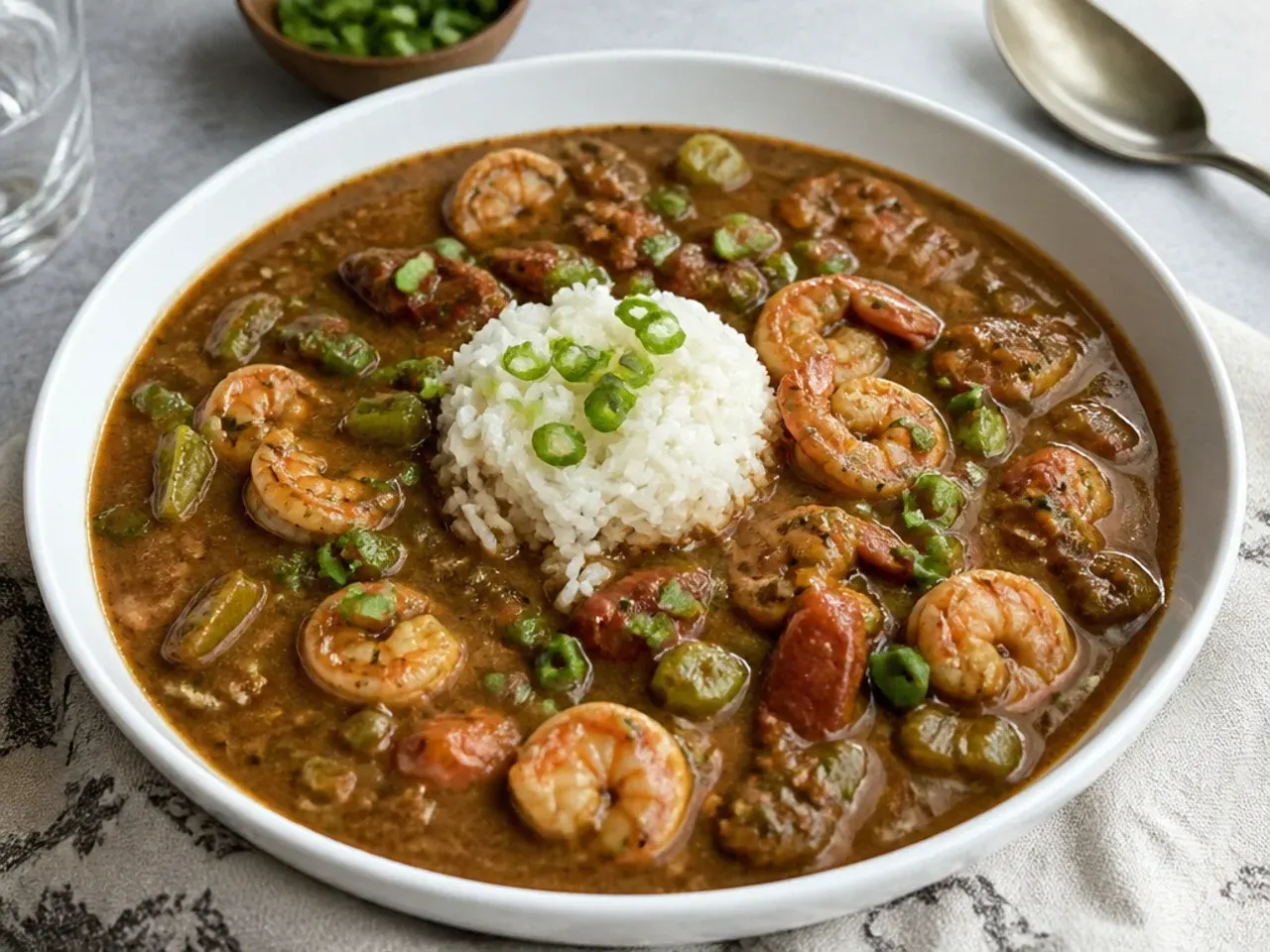 Vintage Louisiana file gumbo recipe thickened with sassafras file powder