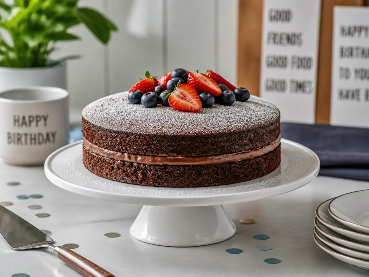 Chocolate cake layers cooling on a wire rack in the kitchen