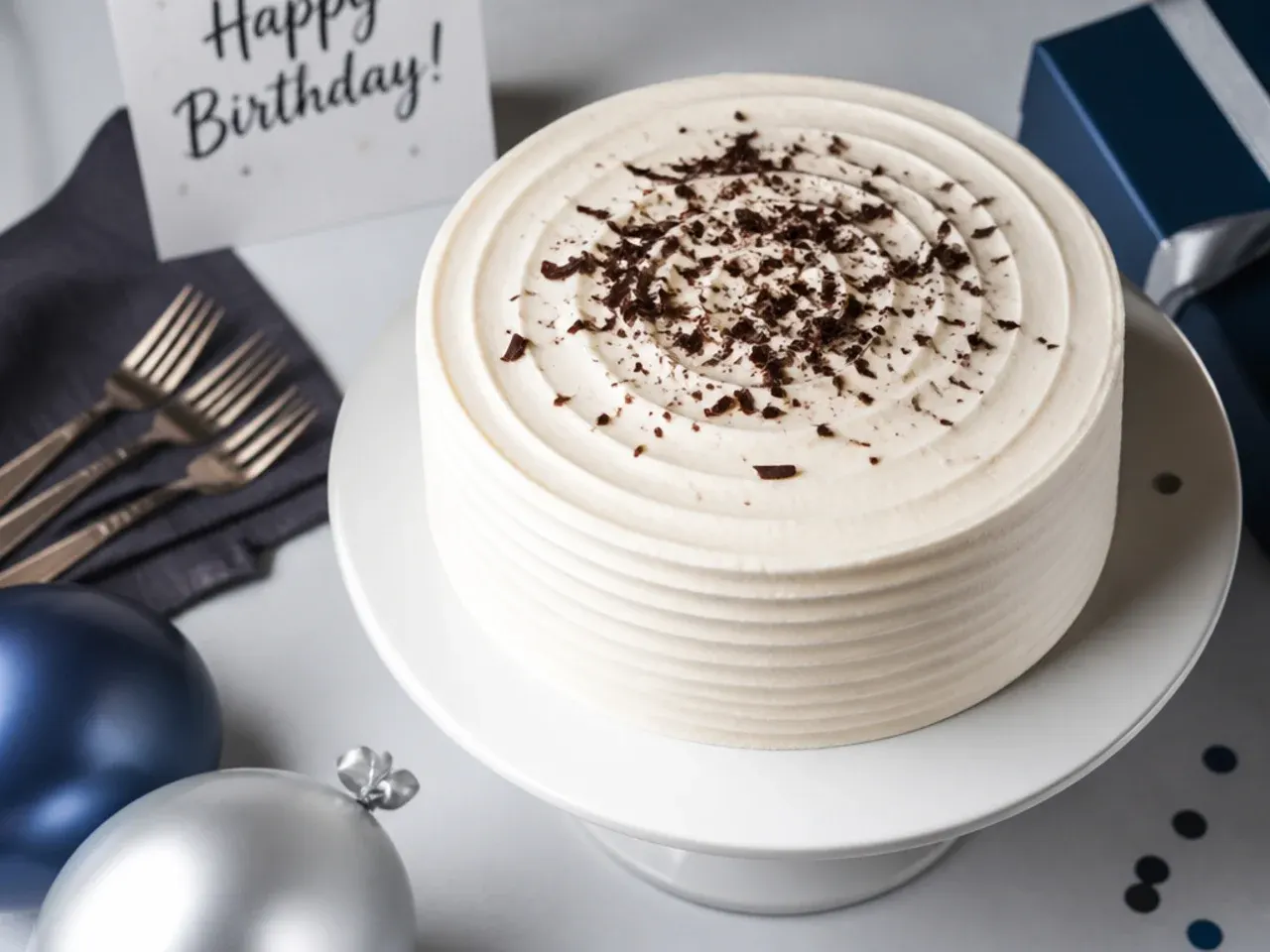 Thin crumb coat of chocolate frosting being applied to a cake with an offset spatula