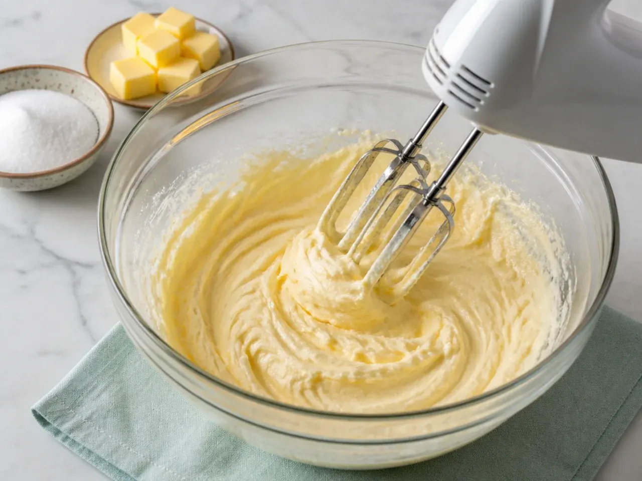 simple dinosaur cake — step 2: cream butter and sugar