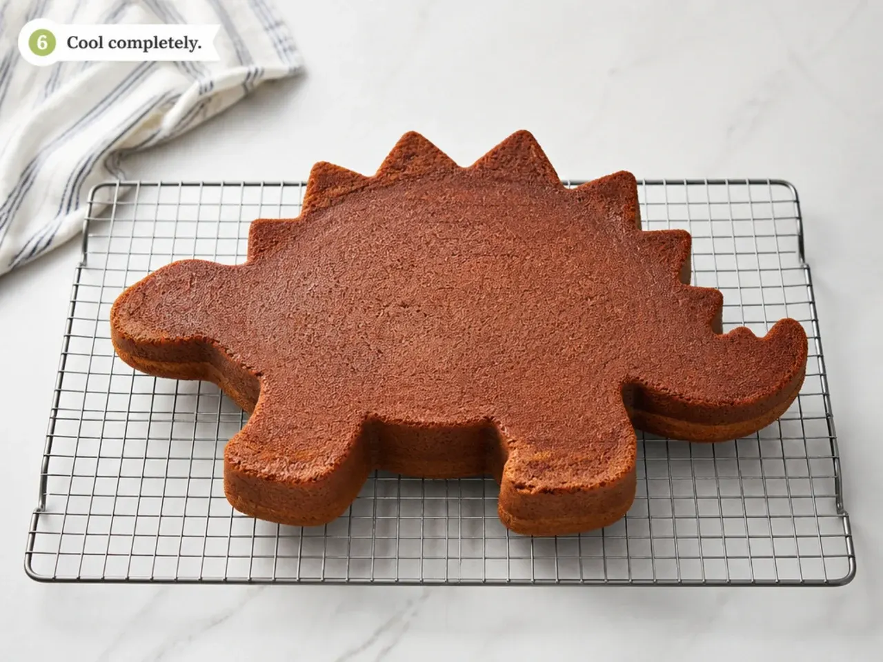 simple dinosaur cake — step 6: cool completely