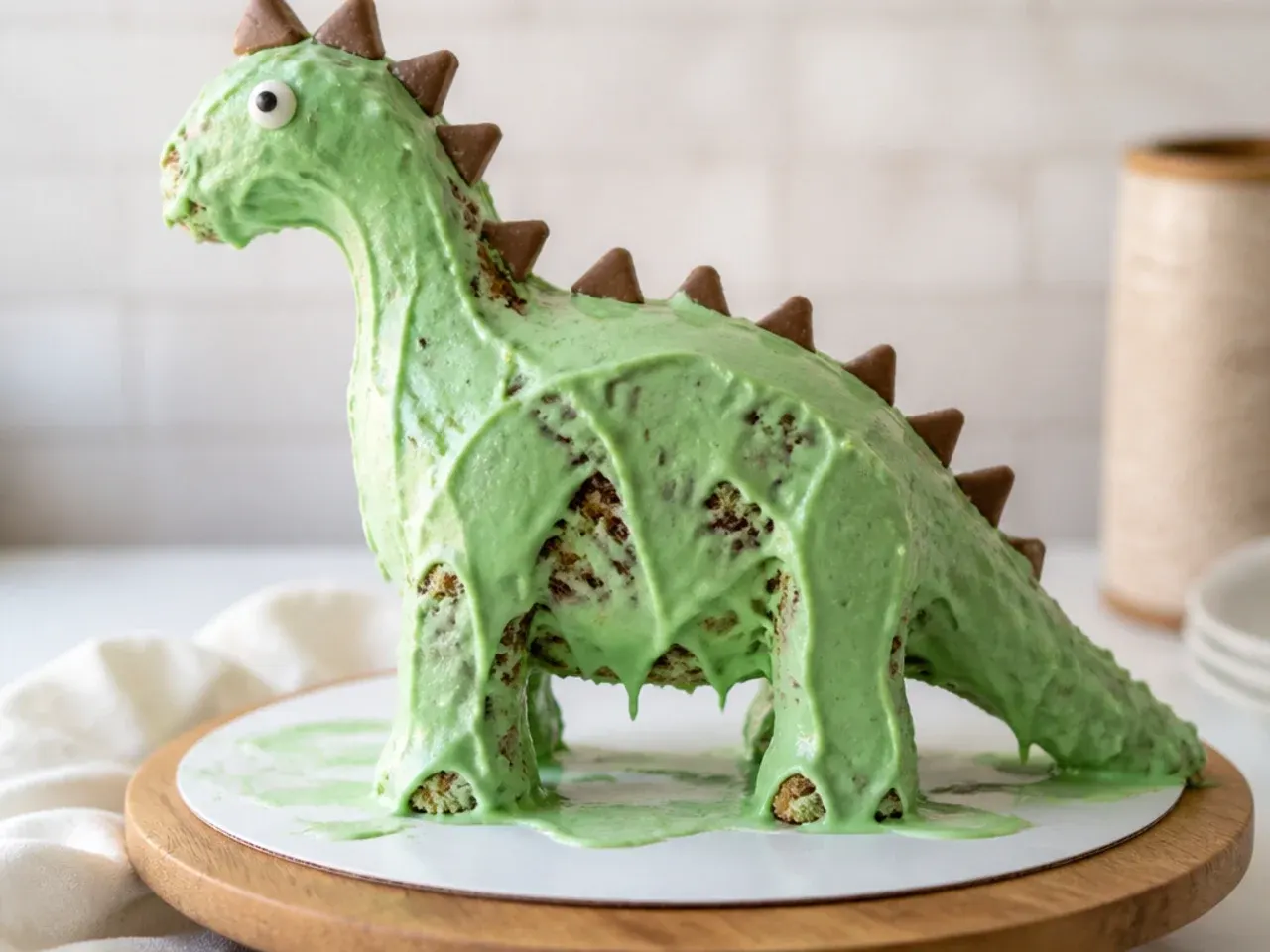 Common dinosaur cake mistakes to avoid including melted buttercream and skipped crumb coat