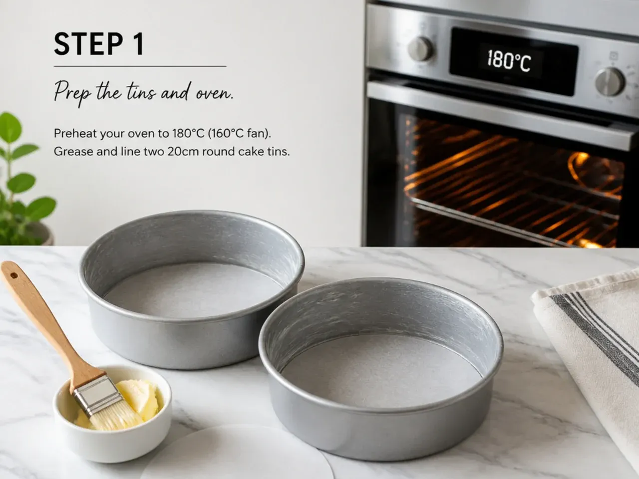 simple football cake — step 1: prep the tins and oven