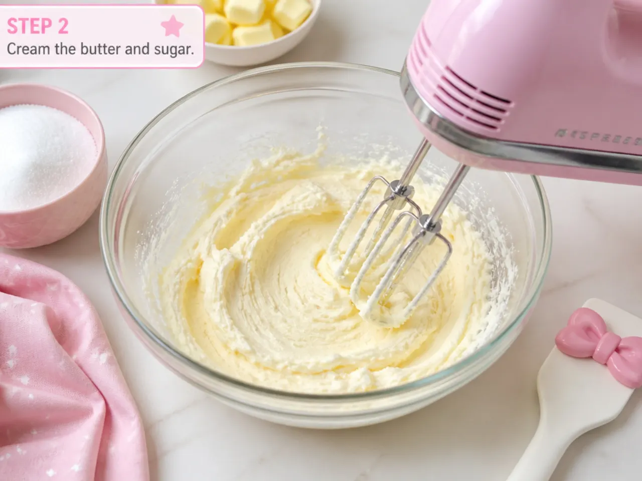 simple hello kitty cake — step 2: cream the butter and sugar
