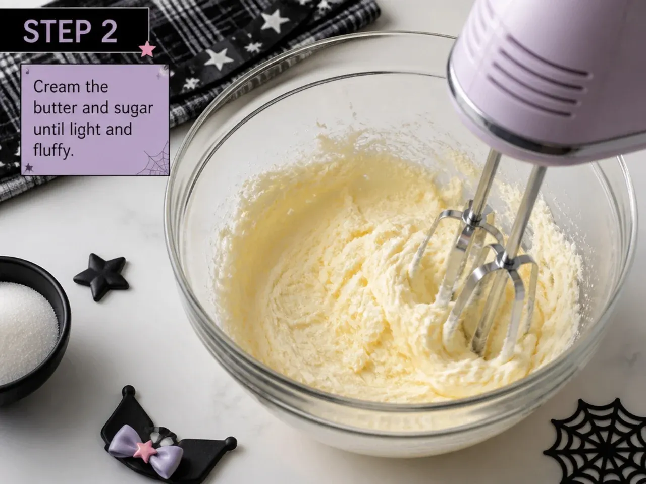 simple kuromi cake — step 2: cream the butter and sugar