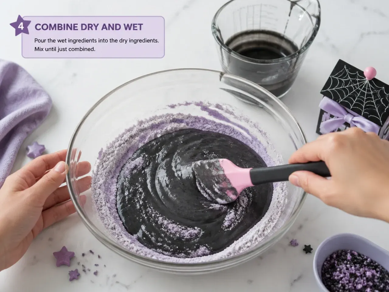 simple kuromi cake — step 4: combine dry and wet