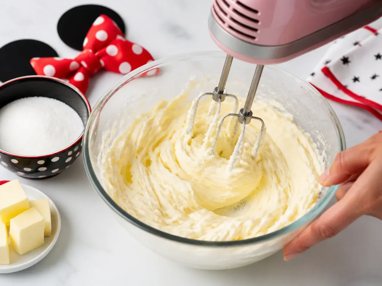 simple minnie mouse cake — step 2: cream butter and sugar