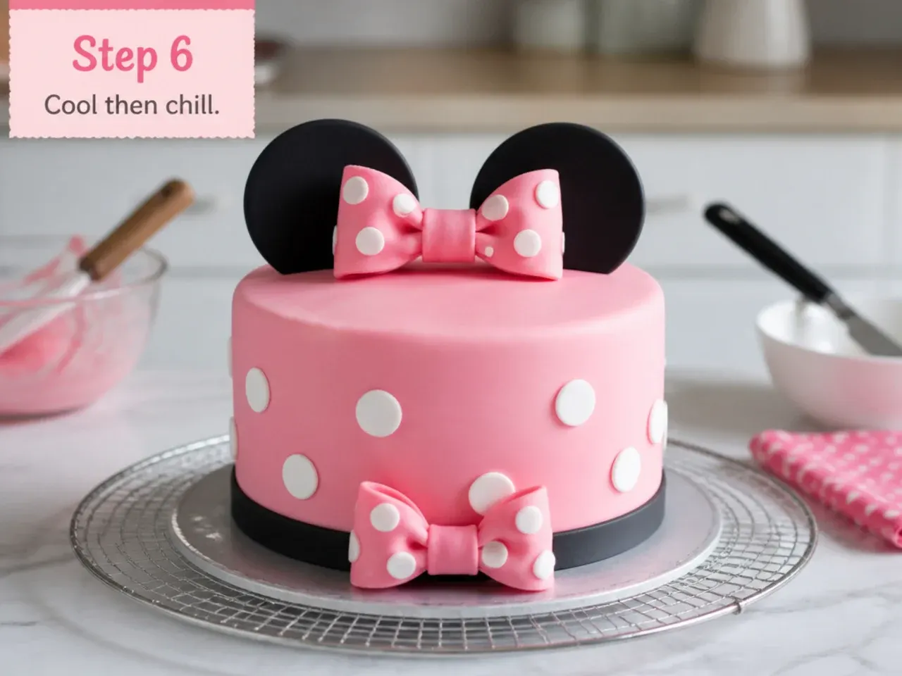 simple minnie mouse cake — step 6: cool then chill