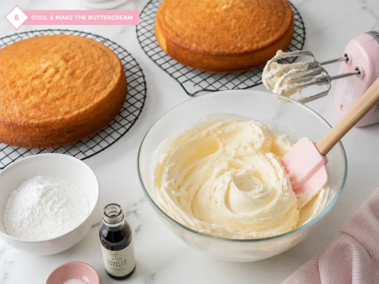 simple unicorn cake — step 6: cool and make the buttercream