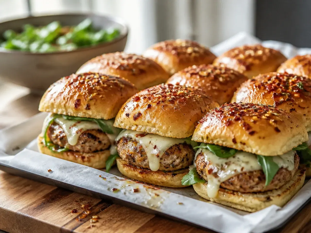 Weeknight turkey burger sliders on Hawaiian rolls