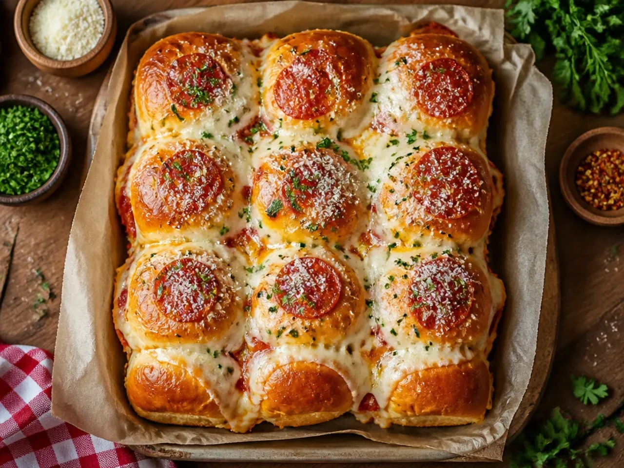 Easy pizza sliders with pepperoni and melted mozzarella