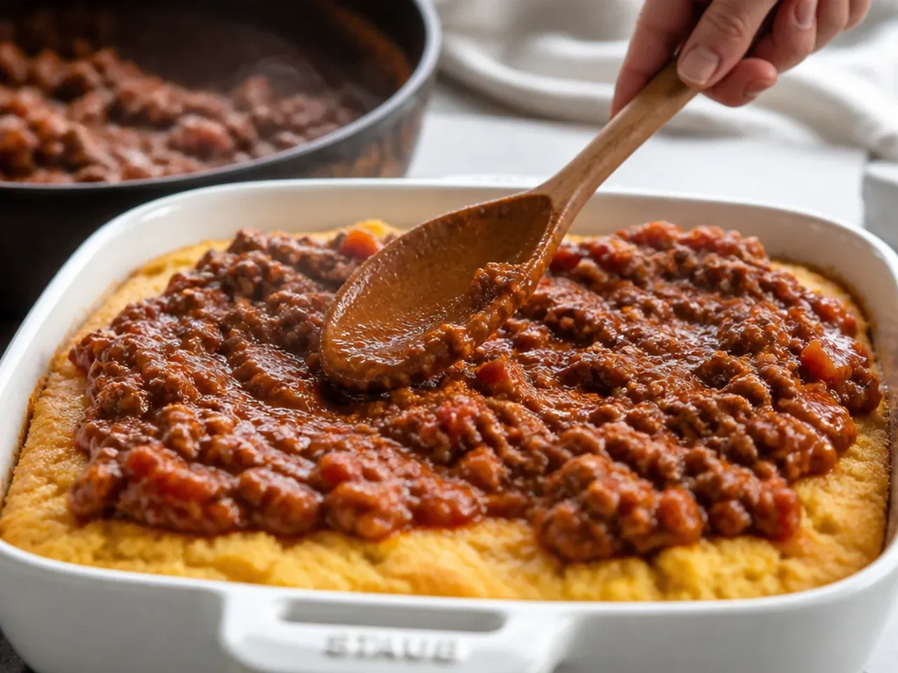 sloppy joe cornbread casserole recipe step 6