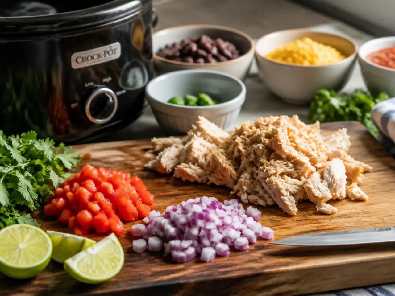 slow cooker chicken enchilada casserole recipe step 1