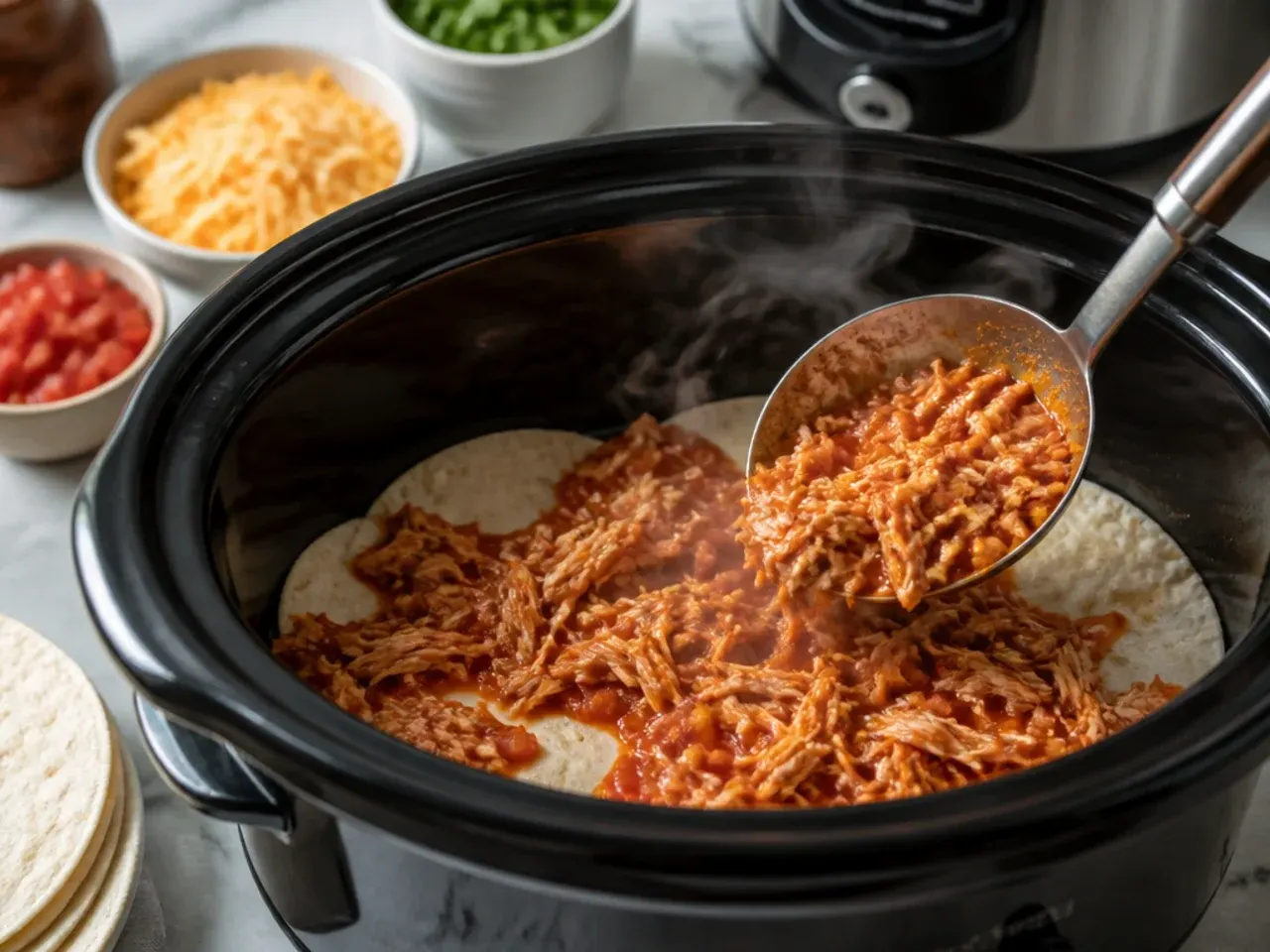 slow cooker chicken enchilada casserole recipe step 7