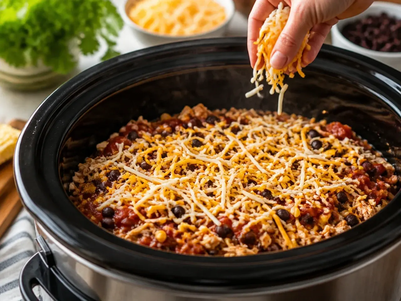 slow cooker chicken enchilada casserole recipe step 10