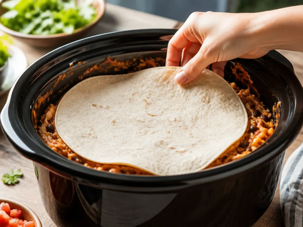 slow cooker chicken enchilada casserole recipe step 11