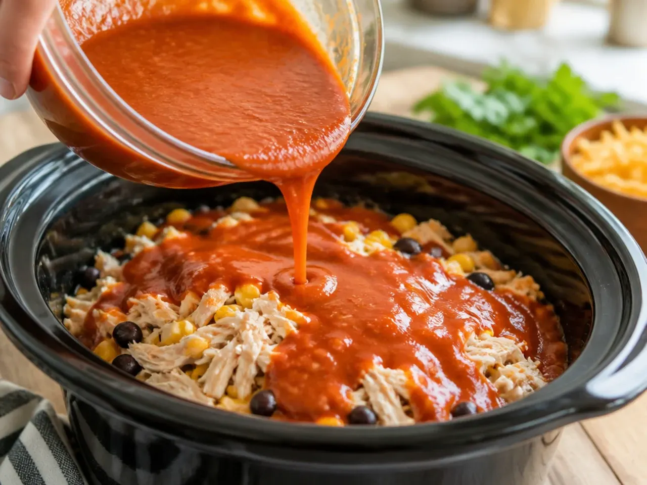slow cooker chicken enchilada casserole recipe step 12