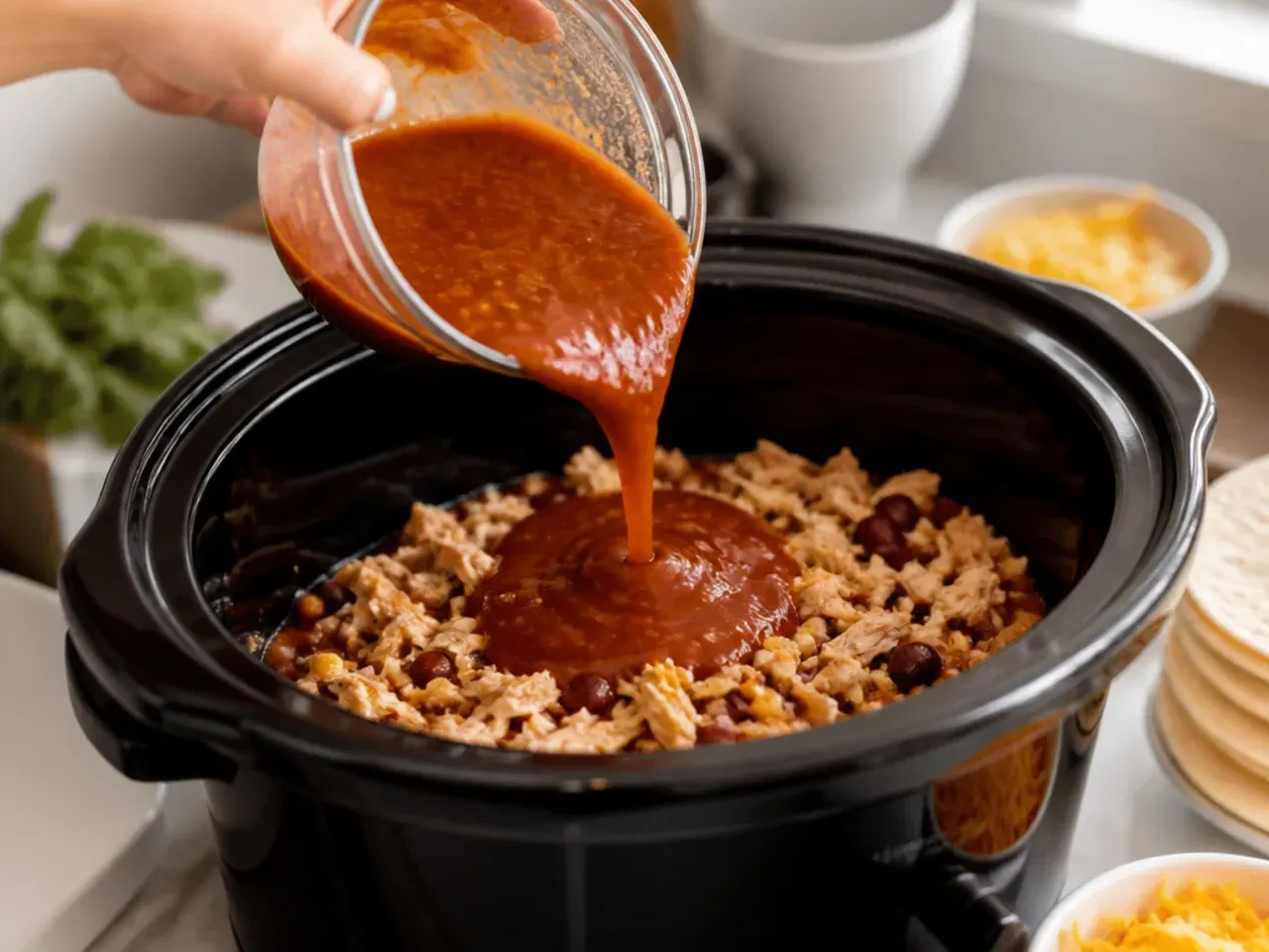 slow cooker chicken enchilada casserole recipe step 17