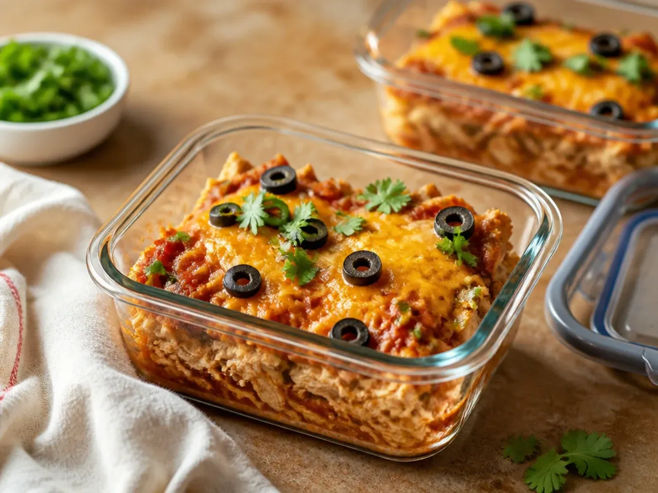 slow cooker chicken enchilada casserole — storage and reheating