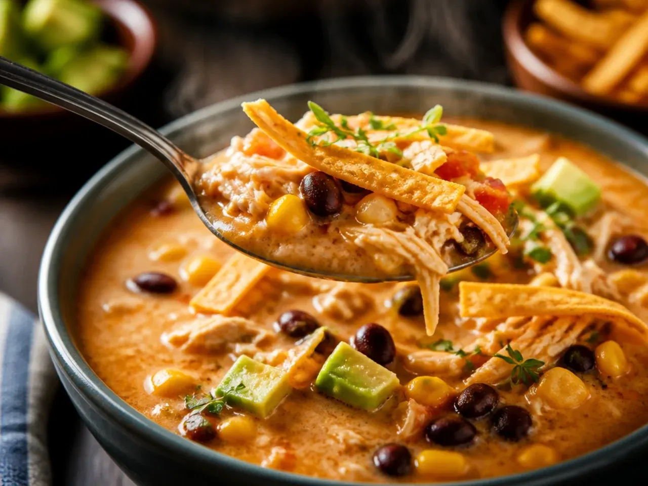 Build-your-own burrito bowl spread with rice, warm tortillas, avocado and lime for chicken tortilla soup