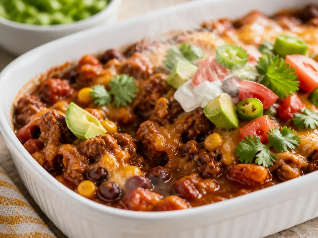 Cozy slow cooker cowboy casserole with a rich, thick gravy-style sauce