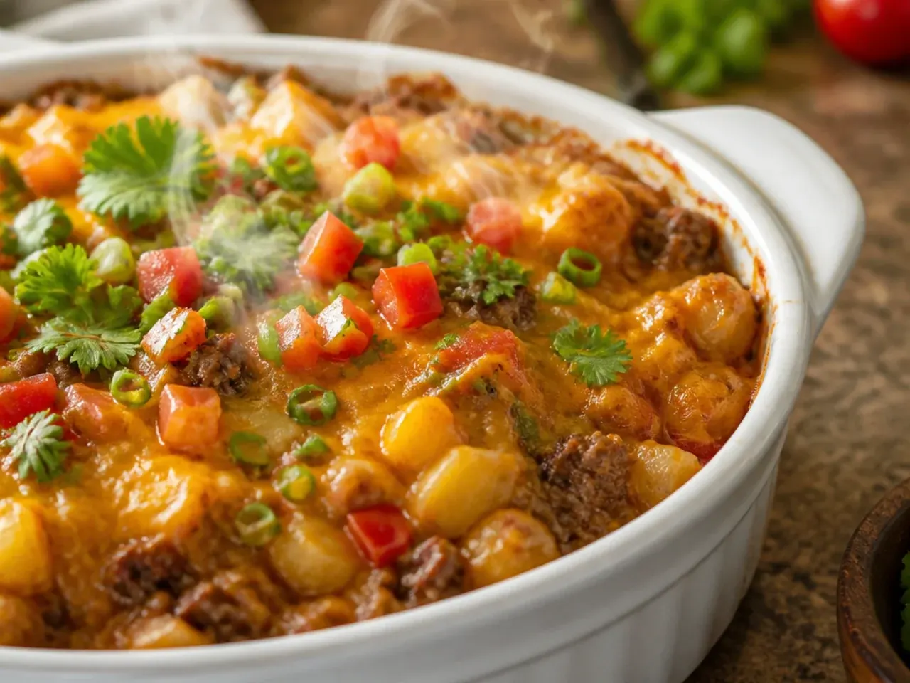 Make-ahead slow cooker cowboy casserole ingredients prepped and stored in containers