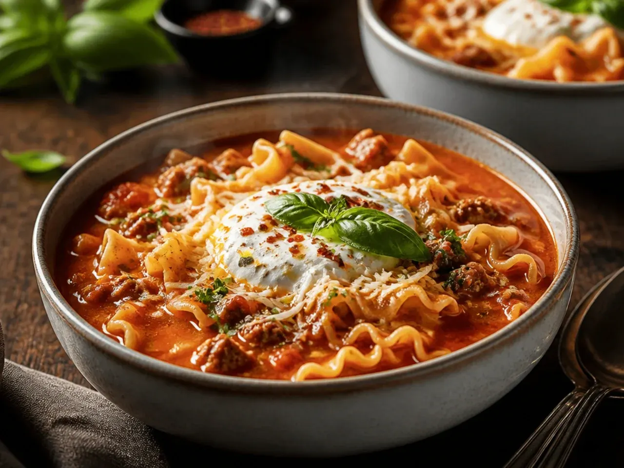 Frozen meal prep bag of lasagna soup base going into a slow cooker
