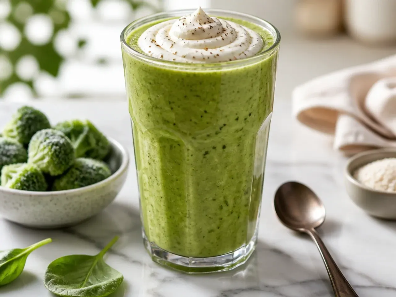 Budget-friendly smoothie made with frozen vegetables and berries