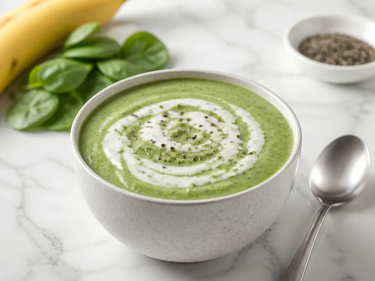 Thick protein smoothie in a glass with a wide reusable straw