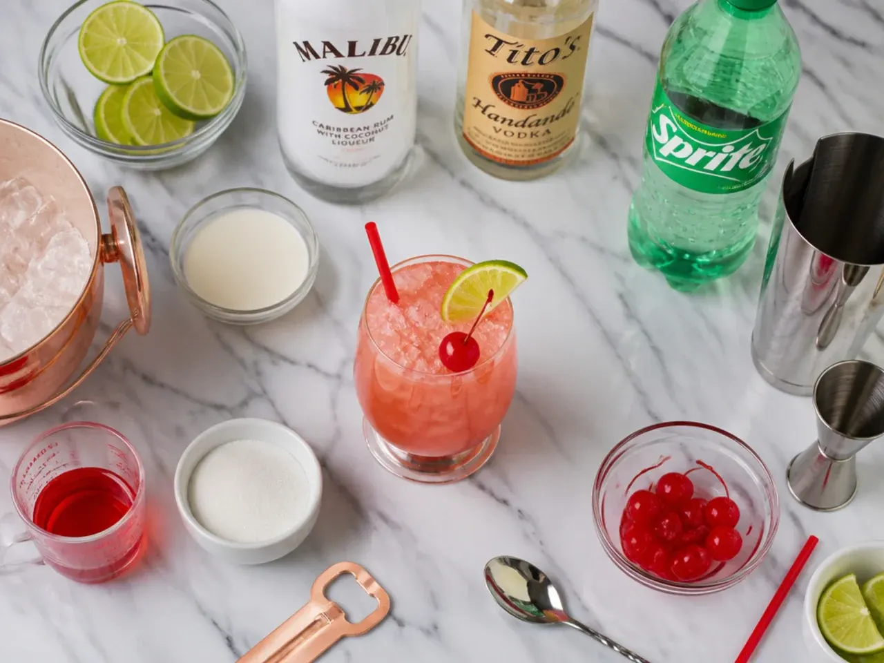 Bartender's hands pouring a spirit into a copycat drive-in style slush over ice