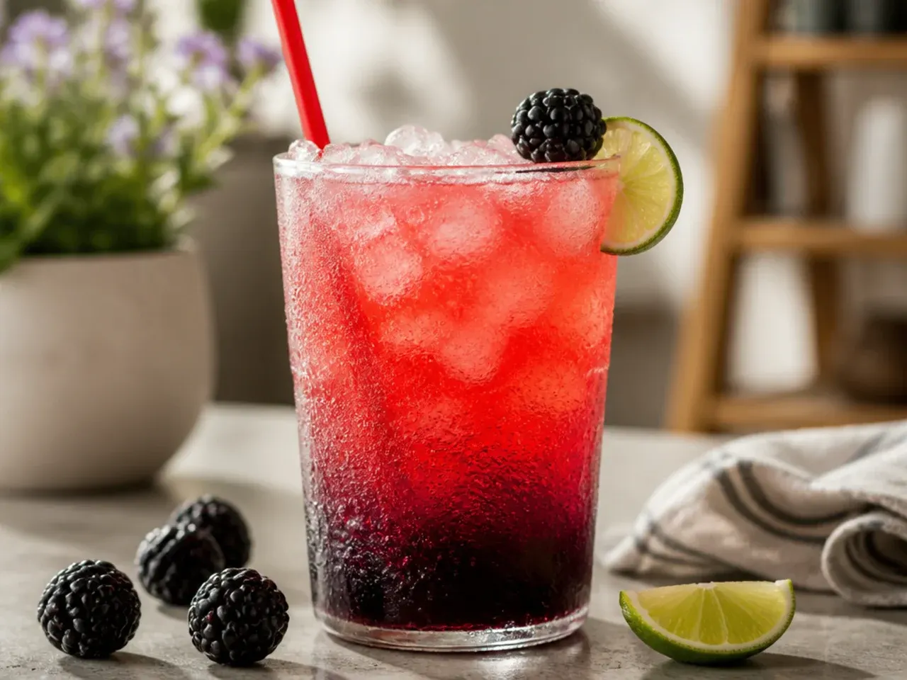 Garnished copycat Sonic drinks with lime wedges and cherries on a tray