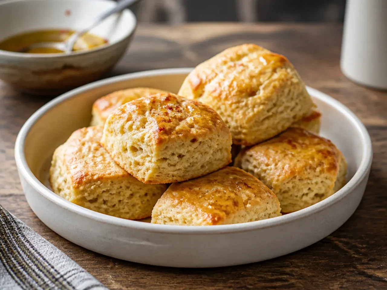 Shaggy sourdough scone dough being folded gently with a fork in a mixing bowl