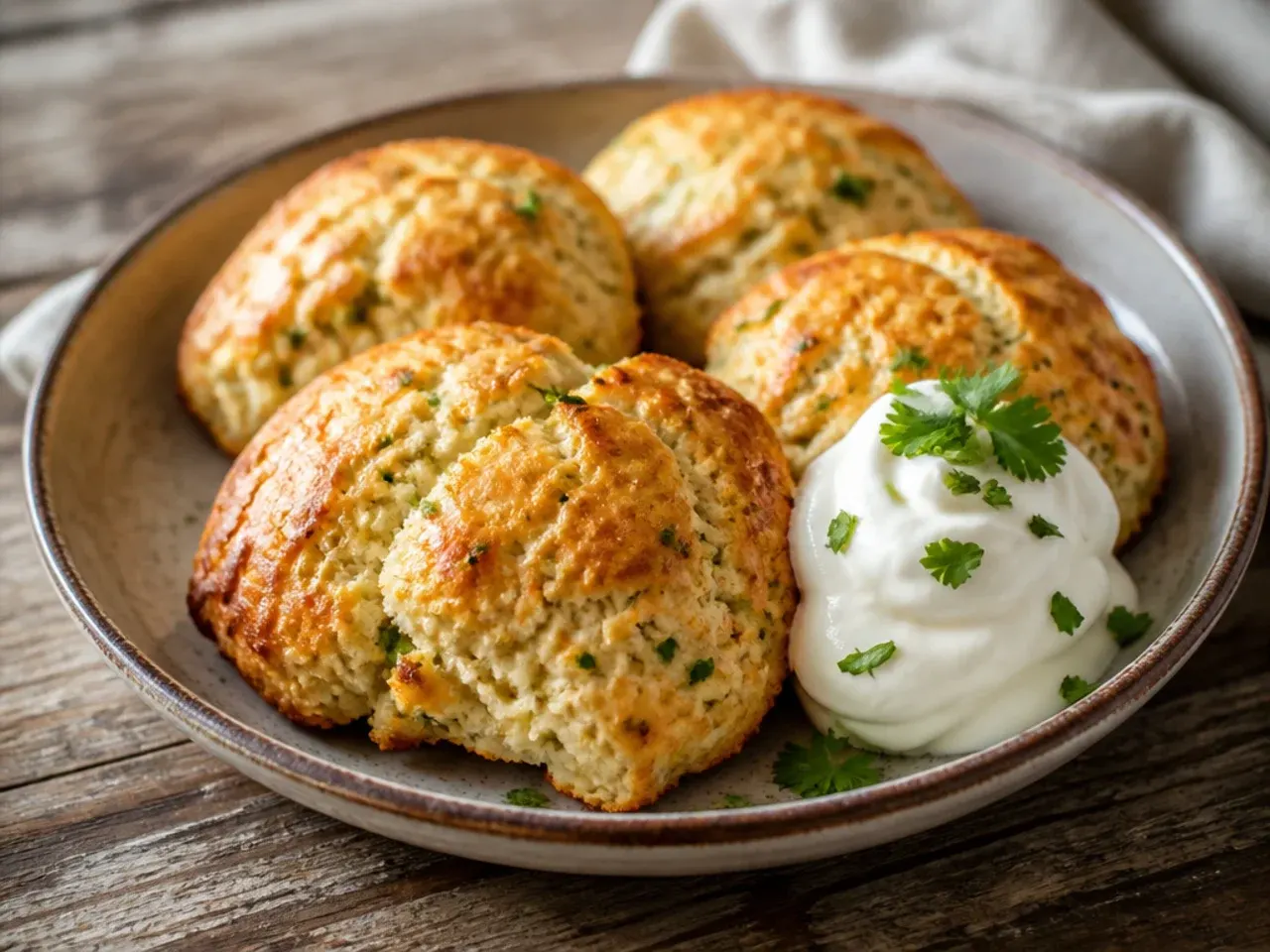 Rustic drop sourdough scones with craggy, uneven tops cooling on a wire rack