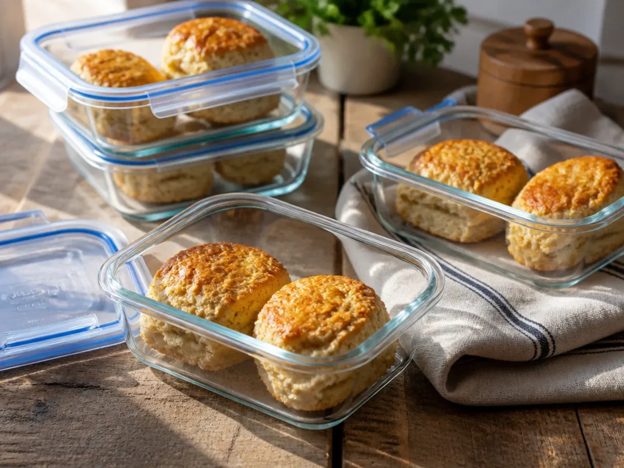 Sourdough scones being wrapped individually in parchment for freezer storage