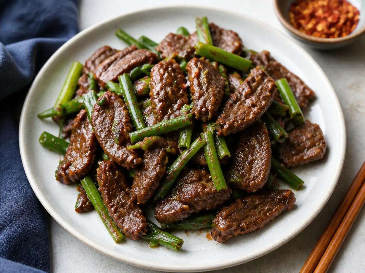 Minimal spicy Mongolian beef with a simple three-ingredient sauce