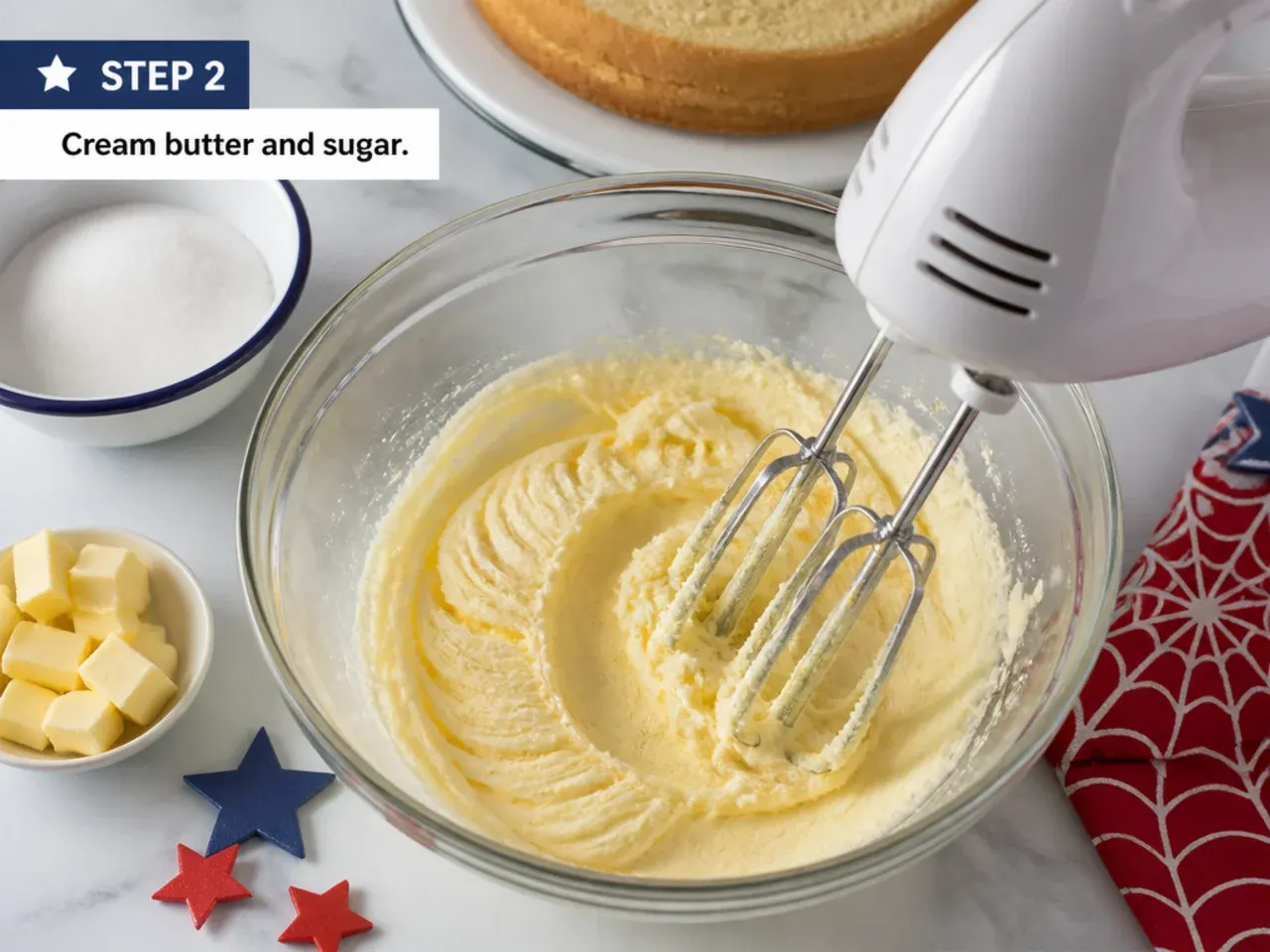 spiderman birthday cake — step 2: cream butter and sugar