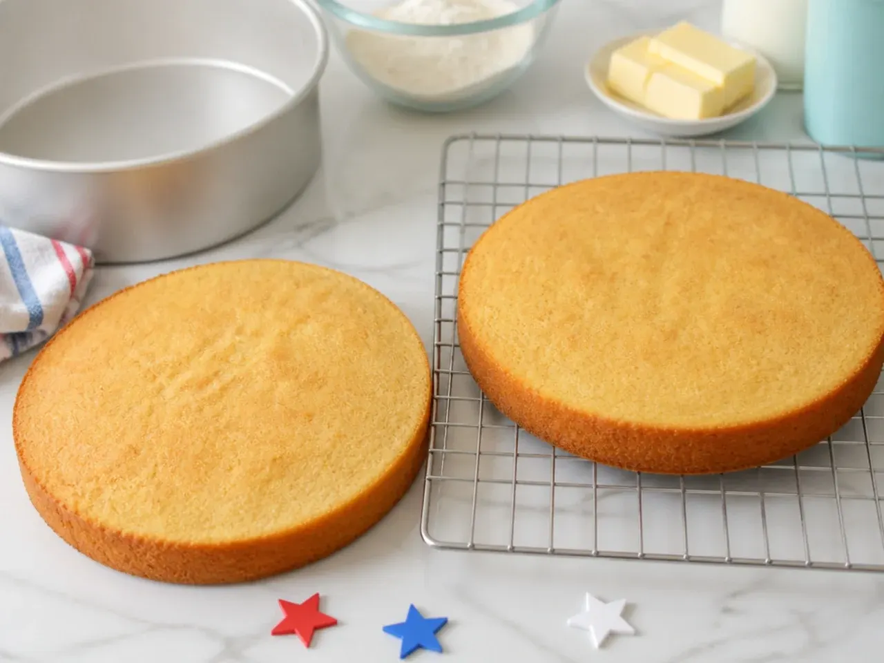 spiderman cake buttercream — step 1: bake the vanilla sponge layers