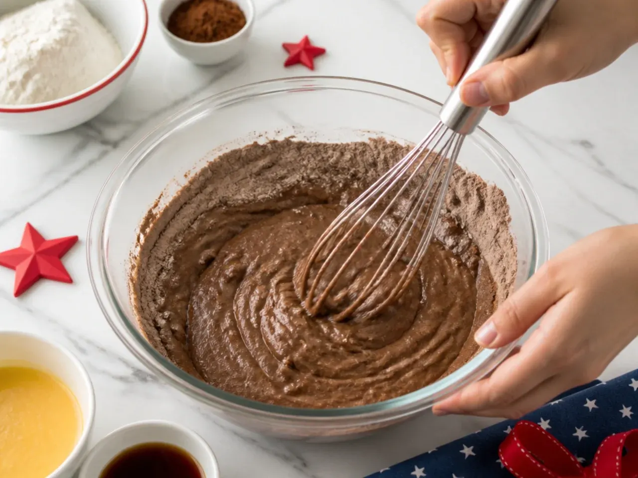 spiderman cake topper — step 2: mix the dry and wet ingredients
