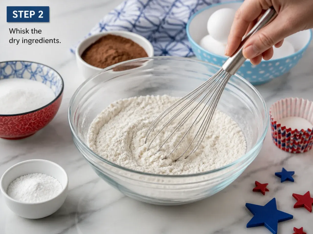spiderman cupcake ideas — step 2: whisk the dry ingredients