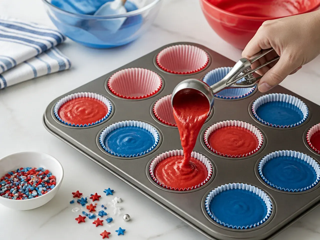 spiderman cupcake ideas — step 5: fill and bake