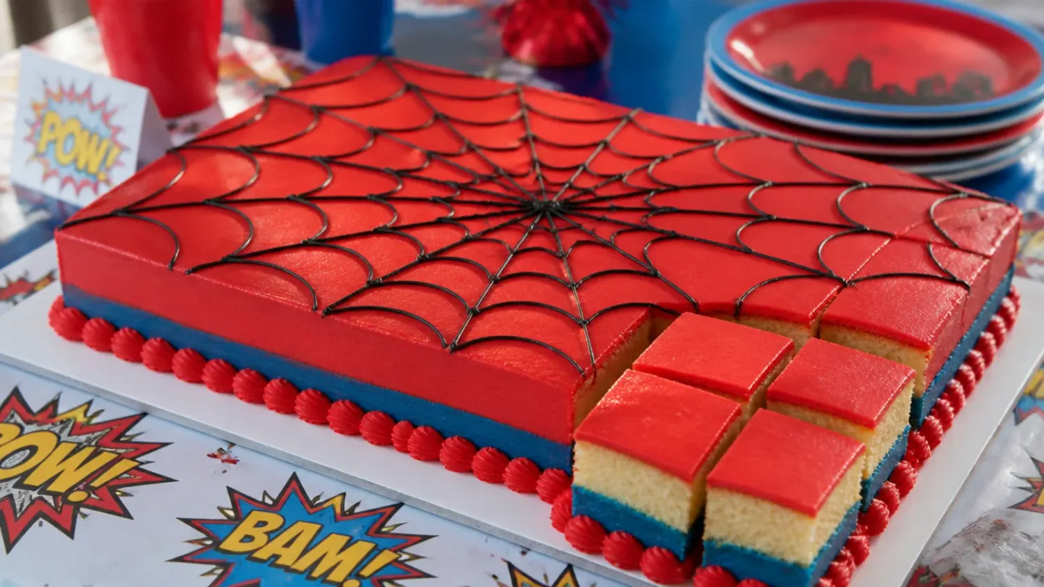 spiderman sheet cake — 15 Easy Spiderman Sheet Cakes for Parties