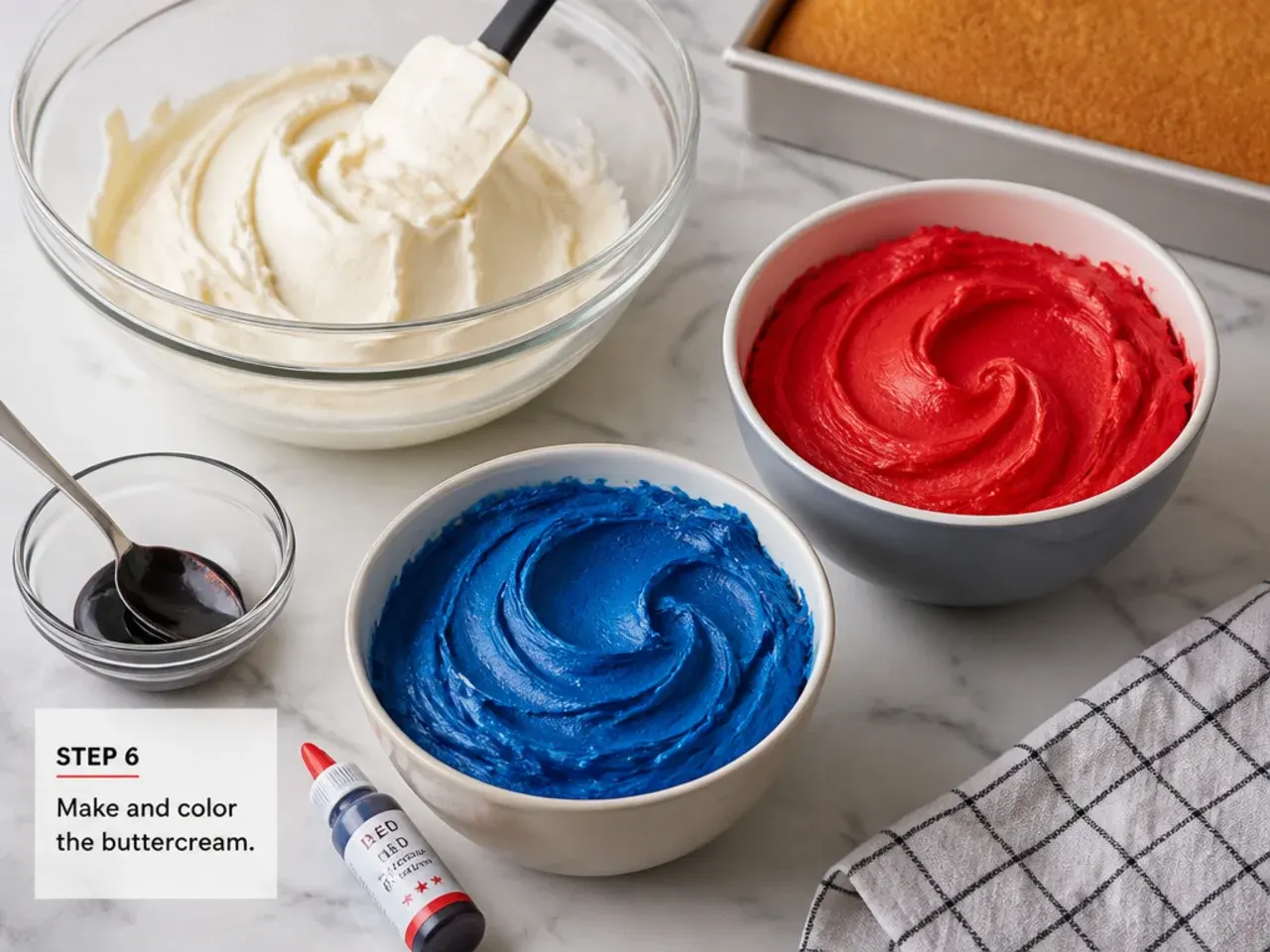 spiderman sheet cake — step 6: make and color the buttercream