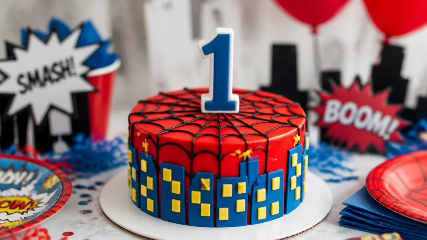 spiderman smash cake — 15 Cute Spiderman Smash Cakes for 1st Party