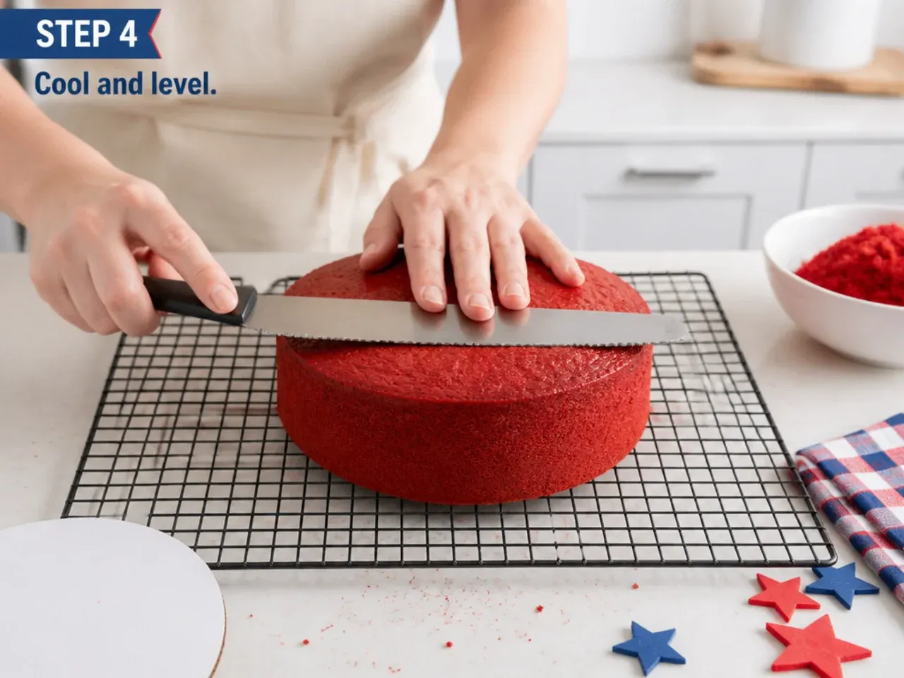 spiderman smash cake — step 4: cool and level