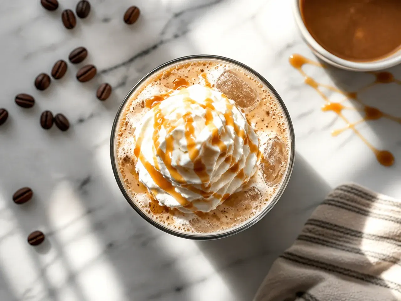 Simple iced latte with milk poured over espresso and ice in a clear glass