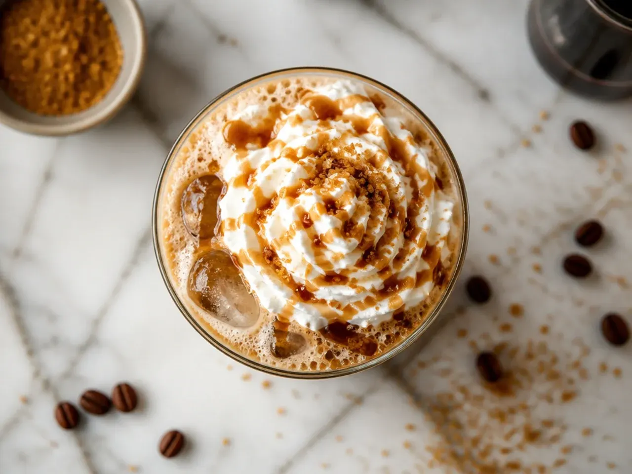 Iced brown sugar oatmilk shaken espresso with visible espresso and milk layers in a tall glass