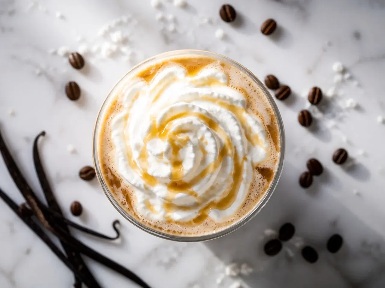 Vanilla sweet cream cold brew with a distinct cream layer floating on dark coffee over ice