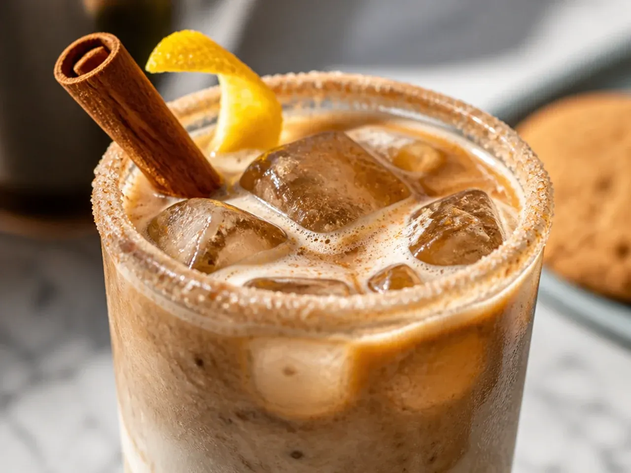 Snickerdoodle latte with cinnamon sugar dusted on top of whipped cream